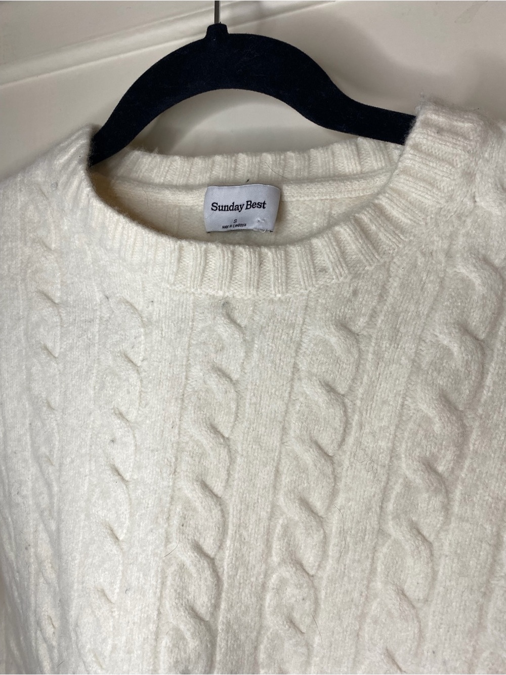 Aritzia Sunday Best Ivory Cable Knit Crewneck Sweater